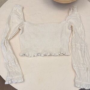 Wilfred Cream Smocked Crop Top